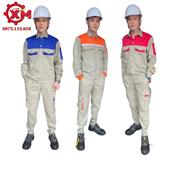 bhldxuanmai.com QUẦN ÁO BẢO HỘ KAKI PHỐI MÀU GHI PHỐI ĐỎ