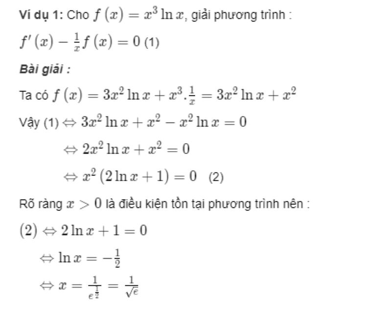 công thức đạo hàm logarit